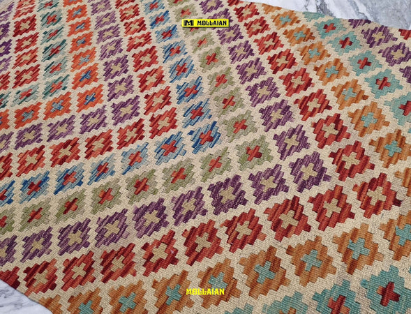 Passatoia Kilim Kaudani Melange 291x79cm Tappeto Runner Lana, Colori Vegetali Melange, Disegno Moderno, Double Face Casa e cucina/Tessili per la casa/Tappeti e tappetini/Tappeti Runner Mollaian Tappeti - Lecce, Commerciovirtuoso.it