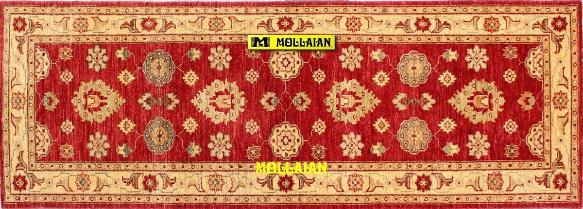 Passatoia-Soltanabad-Extra-Gold-230x79cm-Tappeto-Runner-Oro-E-Rosso-Brillante-Disegni-Geometrici-Floreali