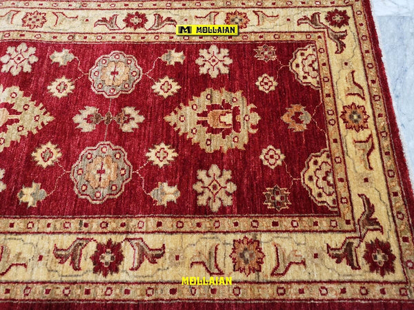 Passatoia-Soltanabad-Extra-Gold-230x79cm-Tappeto-Runner-Oro-E-Rosso-Brillante-Disegni-Geometrici-Floreali