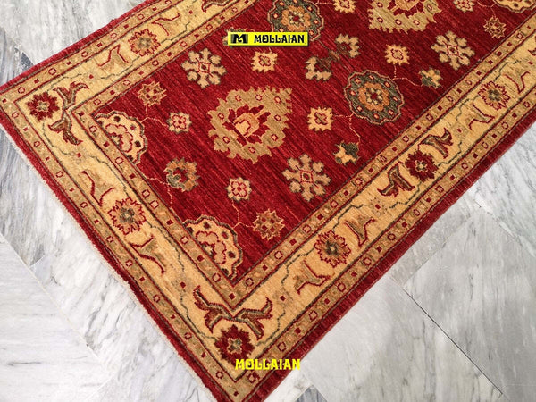 Passatoia-Soltanabad-Extra-Gold-230x79cm-Tappeto-Runner-Oro-E-Rosso-Brillante-Disegni-Geometrici-Floreali