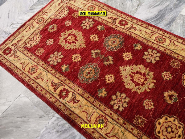 Passatoia-Soltanabad-Extra-Gold-230x79cm-Tappeto-Runner-Oro-E-Rosso-Brillante-Disegni-Geometrici-Floreali