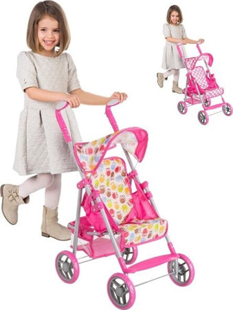 Passeggino-Carrozzina-Bambole-Giocattolo-Bambini-Pieghevole-Con-Cappottina