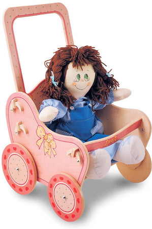 Passeggino Per Bambole - Rosa in Legno Gioco per Bambine