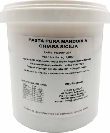 Pasta Pura di Mandorla Chiara Siciliana 100% Produzione Italiana Produzione Artigianale Ideale per Dolci Pasta Pura Tipici & Food - Bronte, Commerciovirtuoso.it