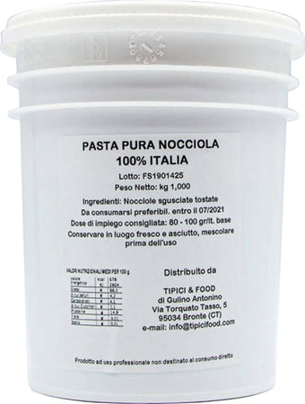Pasta pura di Nocciola 100% Italia - barattolo 1kg Alimentari e cura della casa/Marmellate miele e creme spalmabili/Burro di frutta secca/Creme di nocciole spalmabili Tipici & Food - Bronte, Commerciovirtuoso.it