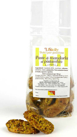 Paste Di Mandorla Al Pistacchio Con 80% Di Mandorle Artigianali Made In Italy Alimentari e cura della casa/Snack dolci e salati/Biscotti/Biscotti per la colazione LiSicily dolci per passione - Alassio, Commerciovirtuoso.it