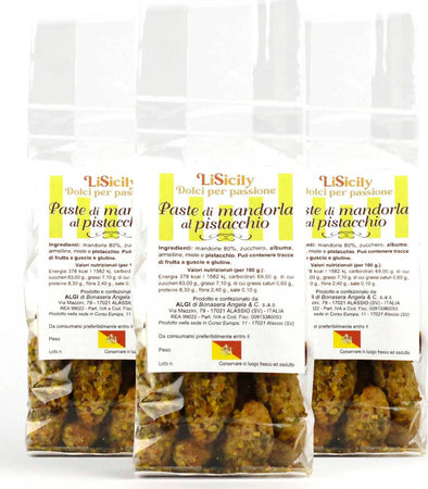 Paste Di Mandorla Siciliane Artigianali 500gr. Al Pistacchio Di Bronte Biscotti Tradizionali Fatti A Mano 100% Mandorle Siciliane e Pistacchio Di Bronte Made In Italy alimentari LiSicily dolci per passione - Alassio, Commerciovirtuoso.it