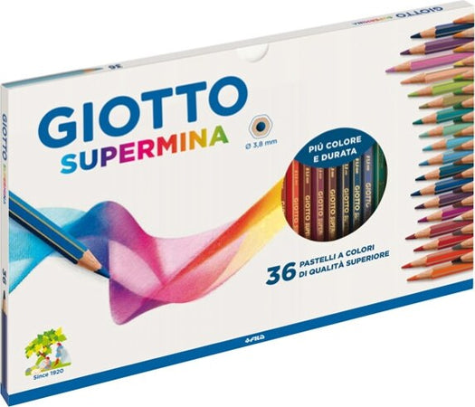 Pastello Supermina - mina 3 8 mm - colori assortiti - Giotto - astuccio 36 pezzi Giochi e giocattoli/Attività creative/Accessori per disegnare e colorare/Pennelli Eurocartuccia - Pavullo, Commerciovirtuoso.it