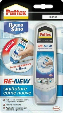 Pattex-Bagno-Sano-Renew-Sigillante-Bianco-Silicone-Impermeabile-Antimuffa-100-Ml
