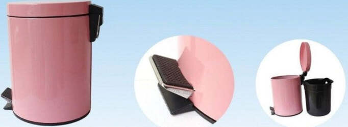 Pattumiera-In-Acciaio-A-Pedale-8-Litri-Bidone-Cestino-Spazzatura-Rosa