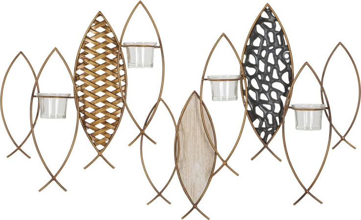 P/Cand Da Muro Fish Cm 66X9X40,5 Casa e cucina/Decorazioni per interni/Candele e portacandele/Portacandele/Portacandele a parete Led Mall Home - Napoli, Commerciovirtuoso.it