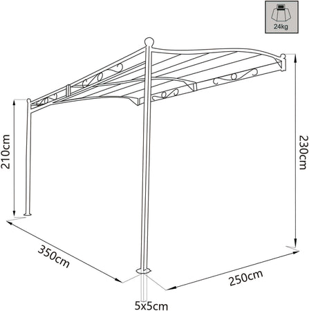 PEGASUS---pergola-da-giardino-addossata-3,5x2,5-in-metallo-Antracite-Milani-Home