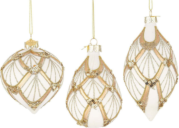 Pendagli per albero di Natale in vetro decorato color Bianco Champagne Casa e cucina/Decorazioni per interni/Addobbi e decorazioni per ricorrenze/Decorazioni natalizie/Addobbi e decorazioni/Ciondoli e pendenti MagiediNatale.it - Altamura, Commerciovirtuoso.it