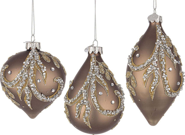 Pendagli per albero di Natale in vetro decorato color Droplet Marrone Casa e cucina/Decorazioni per interni/Addobbi e decorazioni per ricorrenze/Decorazioni natalizie/Addobbi e decorazioni/Ciondoli e pendenti MagiediNatale.it - Altamura, Commerciovirtuoso.it