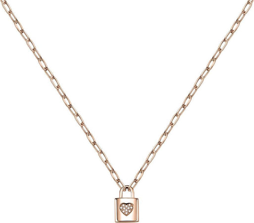 Pendente-LA-PETITE-STORY-acciaio-oro-rosa-/-lucchetto-/-cuore