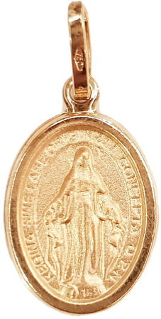 Pendente Medaglia Madonnna Miracolosa in oro giallo 750/1000 Medaglietta Religiosa Unisex