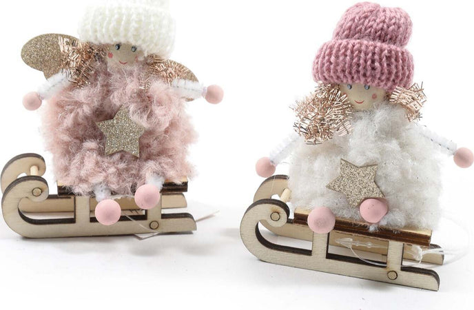 Pendente per albero di Natale Angioletto PinkyBoo su slittino da 10 cm Casa e cucina/Decorazioni per interni/Addobbi e decorazioni per ricorrenze/Decorazioni natalizie/Addobbi e decorazioni/Ciondoli e pendenti MagiediNatale.it - Altamura, Commerciovirtuoso.it