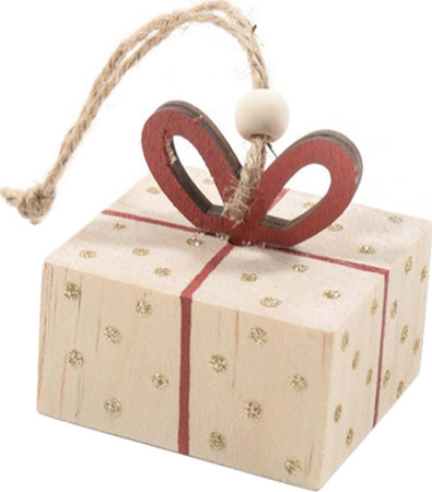 Pendente per albero di Natale in legno Pacchetto regalo decorativo da 9 cm Casa e cucina/Decorazioni per interni/Addobbi e decorazioni per ricorrenze/Decorazioni natalizie/Addobbi e decorazioni/Ciondoli e pendenti MagiediNatale.it - Altamura, Commerciovirtuoso.it