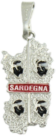 Pendente Sardegna bandiera sarda quattro mori in argento