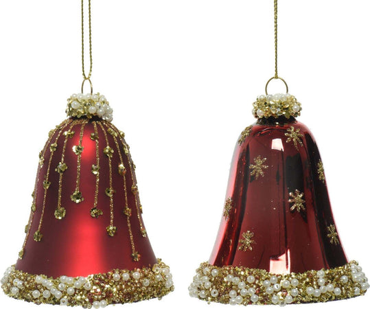 Pendenti per albero di Natale in vetro Campana Rosso Scuro con glitter oro da 8 cm, confezione da 2 pezzi Casa e cucina/Decorazioni per interni/Addobbi e decorazioni per ricorrenze/Decorazioni natalizie/Addobbi e decorazioni/Palle e palline MagiediNatale.it - Altamura, Commerciovirtuoso.it