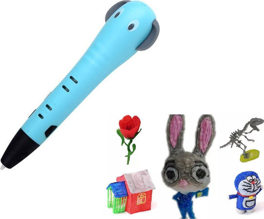 Penna 3D a forma di Elefante con colori a filamento PLA penna per stampa 3D con schermo LCD per bambini e adulti Celeste