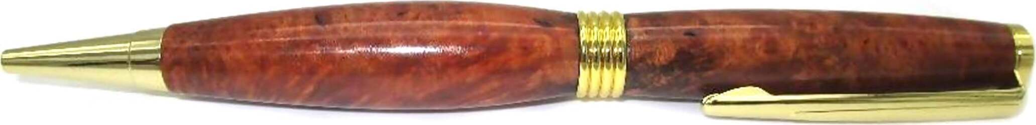 Penna Artigianale In Legno Di Radica Di Erica - Modello Broad Gold - Tornitura Artistica - Regalo Handmade Fiartwood