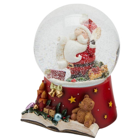 Sfera di vetro con acqua, carillon natalizio con Babbo Natale da Ø 10 x h 15 cm