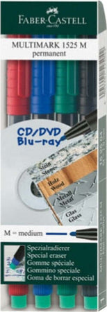 Pennarello Multimark universale permanente con gomma - punta media 1 0mm - astuccio 4 colori - Faber Castell Cancelleria e prodotti per ufficio/Penne matite scrittura e correzione/Marcatori ed evidenziatori/Pennarelli indelebili e marcatori Eurocartuccia - Pavullo, Commerciovirtuoso.it