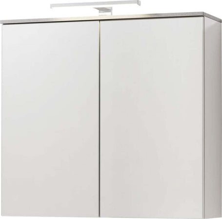 Pensile Da Bagno Galaverna Bianco Lucido E Cemento Con 2 Ante Specchiate Con Lampade A Led Casa e cucina/Bagno/Mobili da bagno/Mobiletti e armadietti/Mobili a muro Decor Space - Altamura, Commerciovirtuoso.it
