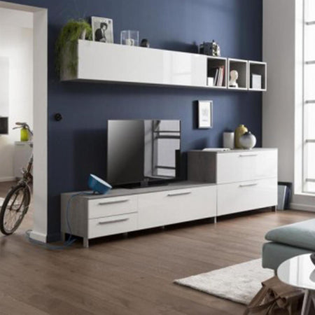 Pensile soggiorno orizzontale cemento con anta a ribalta bianco laccato 110 cm Casa e cucina/Organizzazione interni/Porta oggetti cassetti e scaffali/Mensole da muro Decor Space - Altamura, Commerciovirtuoso.it