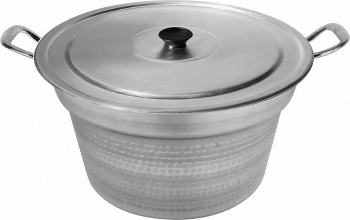 Pentola caldaia in alluminio dotato di manici e coperchio con chiusura ermetica Casa e cucina/Utensili da cucina/Passaverdura La Zappa - Altamura, Commerciovirtuoso.it