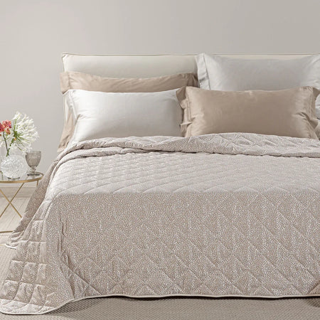 Copriletto Trapuntato In Raso Jacquard Perlee Matrimoniale - Caleffi