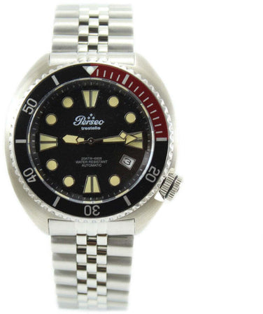 Perseo Orologio Subacqueo Sportivo Trestelle Con Cassa In Acciaio 44mm Doppia Finitura Lucida Quadrante In Vetro Zaffiro Movimento Seiko E Cinturino In Acciaio Orologio Impermeabile 200m