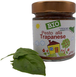 Pesto alla Trapanese Biologico 90gr Salsa Condimento Per Pasta Prodotto 100% Italiano NO Conservanti No Zuccheri Aggiunti Pesto Tesori Di Sicilia - Nicosia, Commerciovirtuoso.it