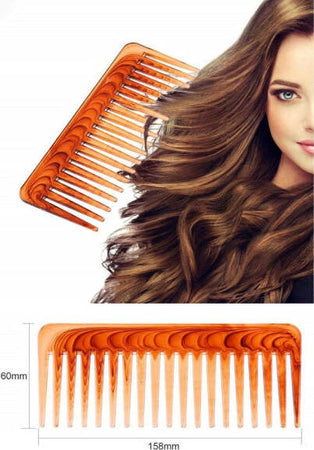 Pettine-A-Denti-Larghi-Marrone-In-Plastica-Per-Capelli-Spazzola-Districante-Parrucchiere