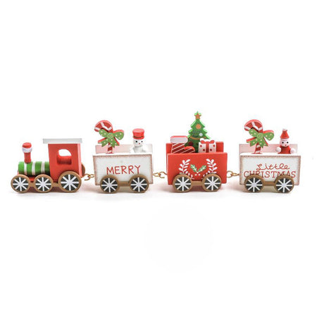 Trenino decorativo con 4 vagoni in legno decorazione natalizia
