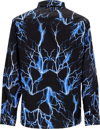 PHOBIA-Camicia-Manica-Lunga-Uomo-All-Over-Lightning-Shirt-Black/blue-da-uomo