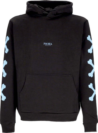 PHOBIA-Felpa-Leggera-Cappuccio-Uomo-Cross-Bones-Hoodie-Black/light-Blue-da-uomo