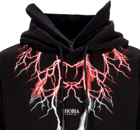 PHOBIA-Felpa-Leggera-Cappuccio-Uomo-Lightning-Balaclava-Hoodie-Black/red/grey-da-uomo