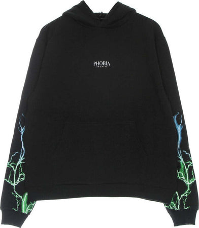 PHOBIA-Felpa-Leggera-Cappuccio-Uomo-Lightning-Hoodie-Black/green/lightblue-da-uomo