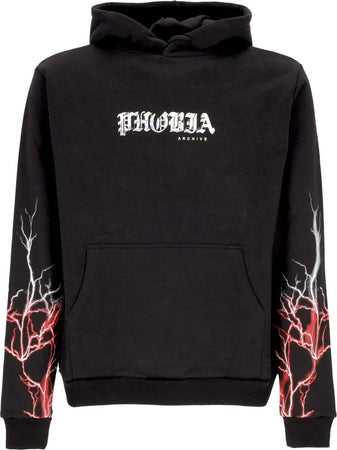 PHOBIA-Felpa-Leggera-Cappuccio-Uomo-Lightning-Hoodie-Black/red/grey-da-uomo
