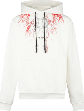 PHOBIA-Felpa-Leggera-Cappuccio-Uomo-Lightning-Hoodie-White/red/grey-da-uomo