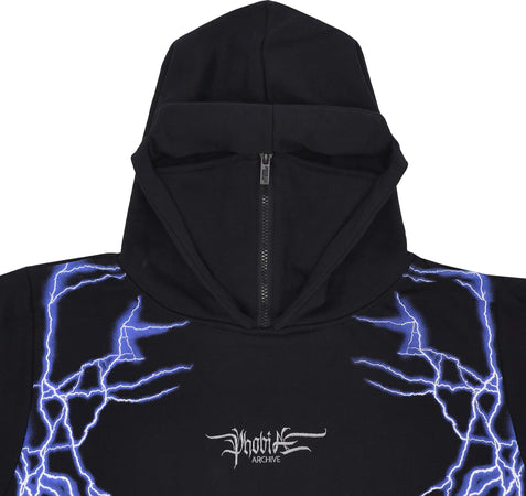 PHOBIA-Felpa-Leggera-Cappuccio-Uomo-New-Lightning-Balaclava-Hoodie-Black/blue-da-uomo
