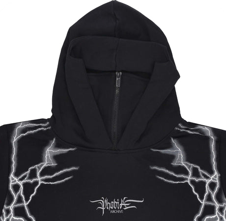 PHOBIA-Felpa-Leggera-Cappuccio-Uomo-New-Lightning-Balaclava-Hoodie-Black/grey-da-uomo