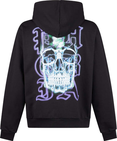 PHOBIA-Felpa-Leggera-Cappuccio-Uomo-Skull-Print-Hoodie-Black-da-uomo