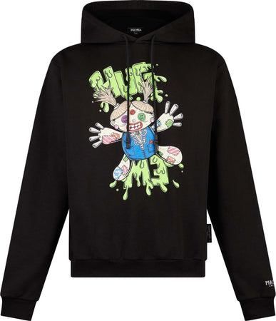 PHOBIA-Felpa-Leggera-Cappuccio-Uomo-Tdc-Hug-Print-Hoodie-X-Testa-Di-Chezzo-Black-da-uomo