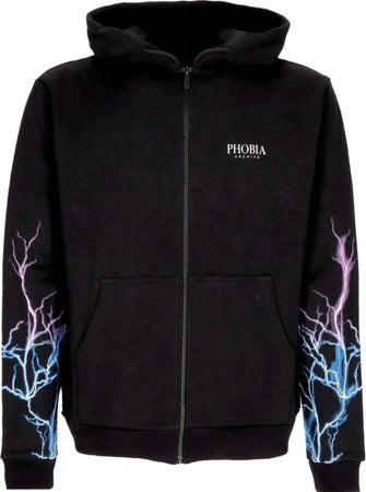 PHOBIA-Felpa-Leggera-Cappuccio-Zip-Uomo-Lightning-Zip-Hoodie-Black/blue/purple-da-uomo