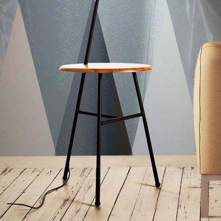 Piantana-classica-Illuminando-COMODA-TE-LED-lampada-terra-legno-paralume-orientabile-tessuto-sabbia-cilindro-interno-E27