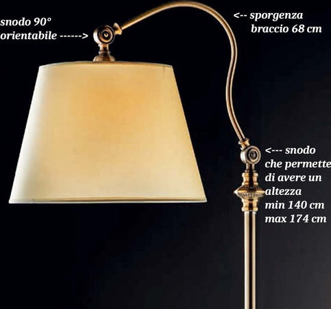 Piantana-classica-Illuminando-STREET-SOFT-TE-LED-lampada-terra-braccio-orientabile-metallo-brunito-paralume-pergamena-avorio-E27