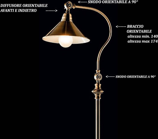 Piantana-classica-Illuminando-STREET-TE-LED-lampada-terra-braccio-orientabile-metallo-brunito-rustica-piatto-interni-E27